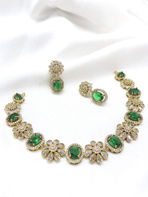 Ruby Floral CZ AD Necklace Set