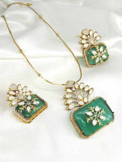 Ruby AD Necklace Set with Earrings