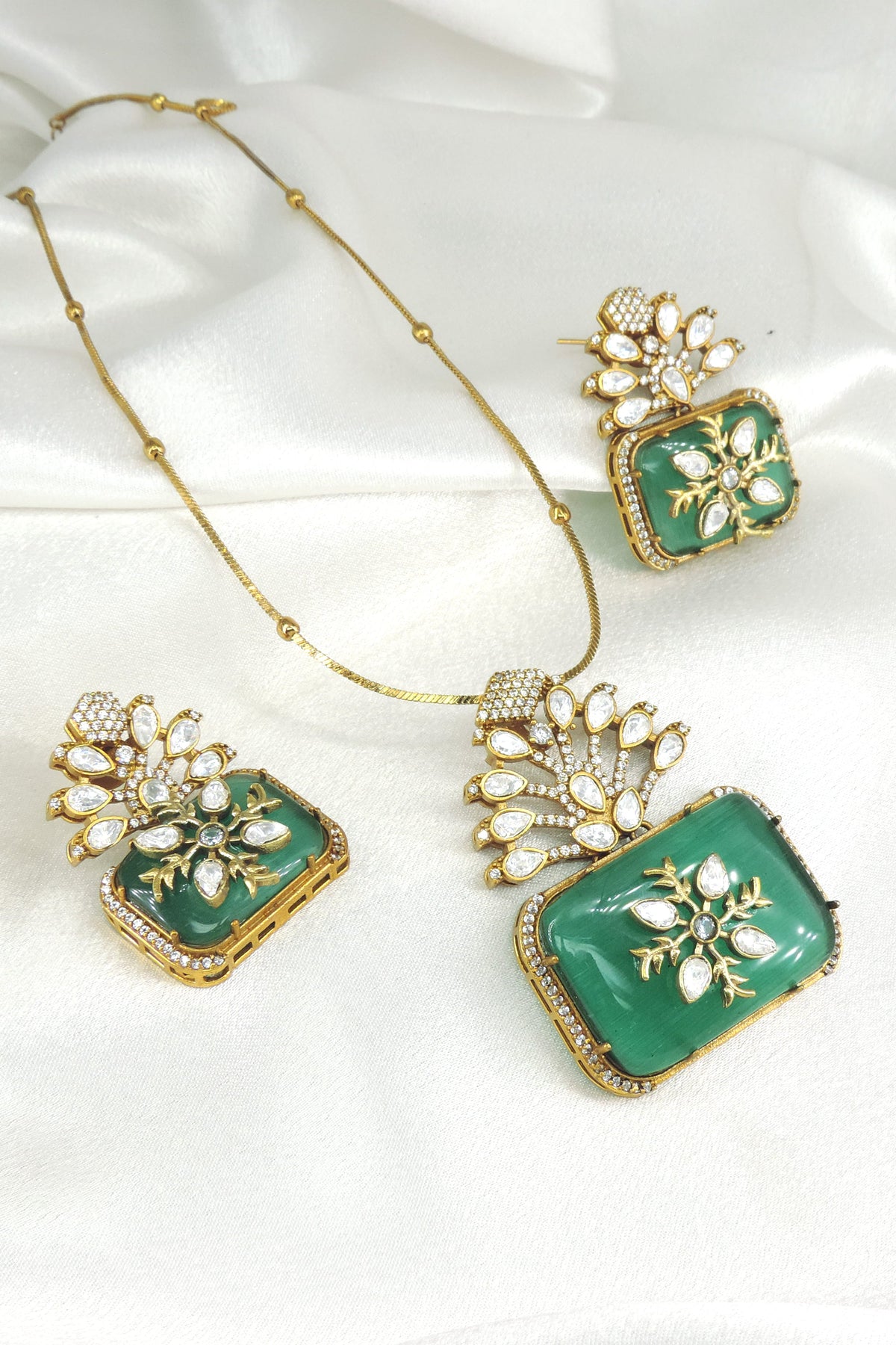 Ruby AD Necklace Set with Earrings