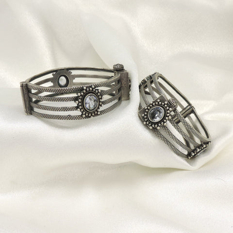 Oxidised Red Green Stone Bangles