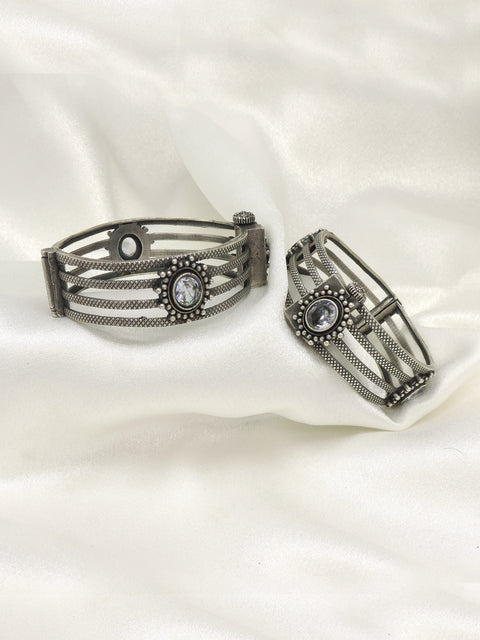 Oxidised Red Green Stone Bangles