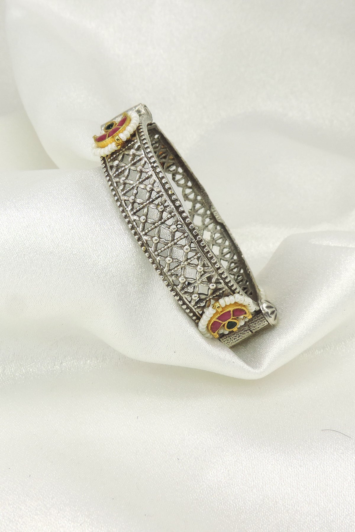 Oxidised ethnic cuff bangle by Joyrias