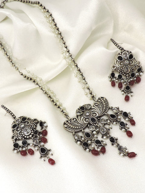 Oxidized Black Bead Necklace Set