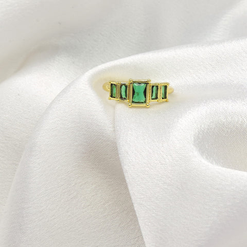 Green Baguette CZ Ring by Joyrias