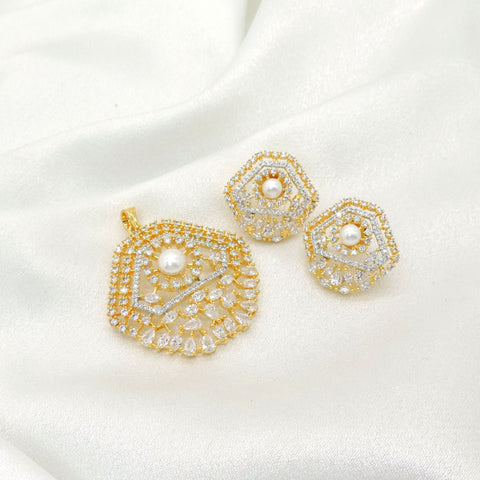 Pearl CZ Pendant Set