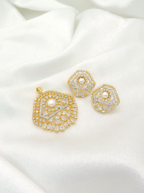 Pearl CZ Pendant Set