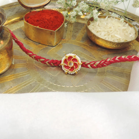 Red Floral Bhaiya Rakhi