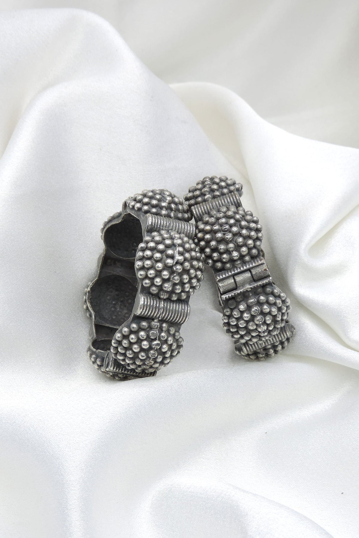 Oxidized tribal openable bangle set with intricate traditional detailing by joyrias
