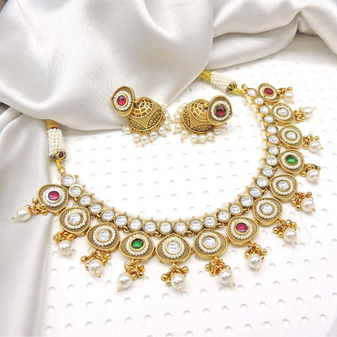 Regal heritage Kundan pearl necklace set – Indian bridal Kundan jewelry USA – Joyrias