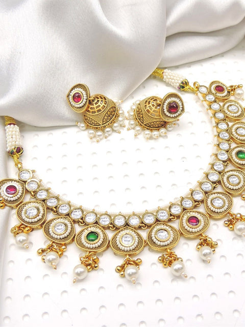 Regal heritage Kundan pearl necklace set – Indian bridal Kundan jewelry USA – Joyrias