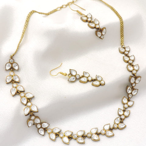 White Kundan Floral Necklace Set | Joyrias