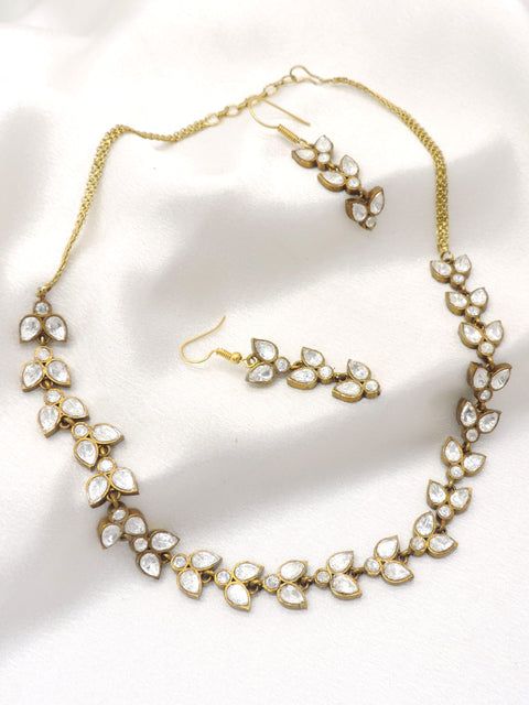 White Kundan Floral Necklace Set | Joyrias