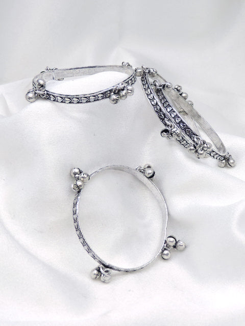 Oxidized silver ghungroo beaded bangle set by joyrias
