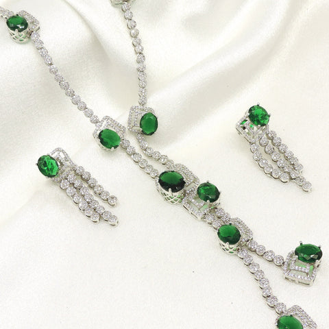 Emerald zircon layered necklace set by Joyrias