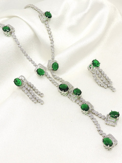 Emerald zircon layered necklace set by Joyrias