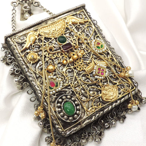 Heritage Dual Tone Clutch Bag by Joyrias