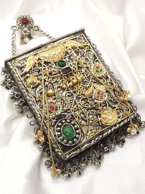Heritage Dual Tone Clutch Bag by Joyrias