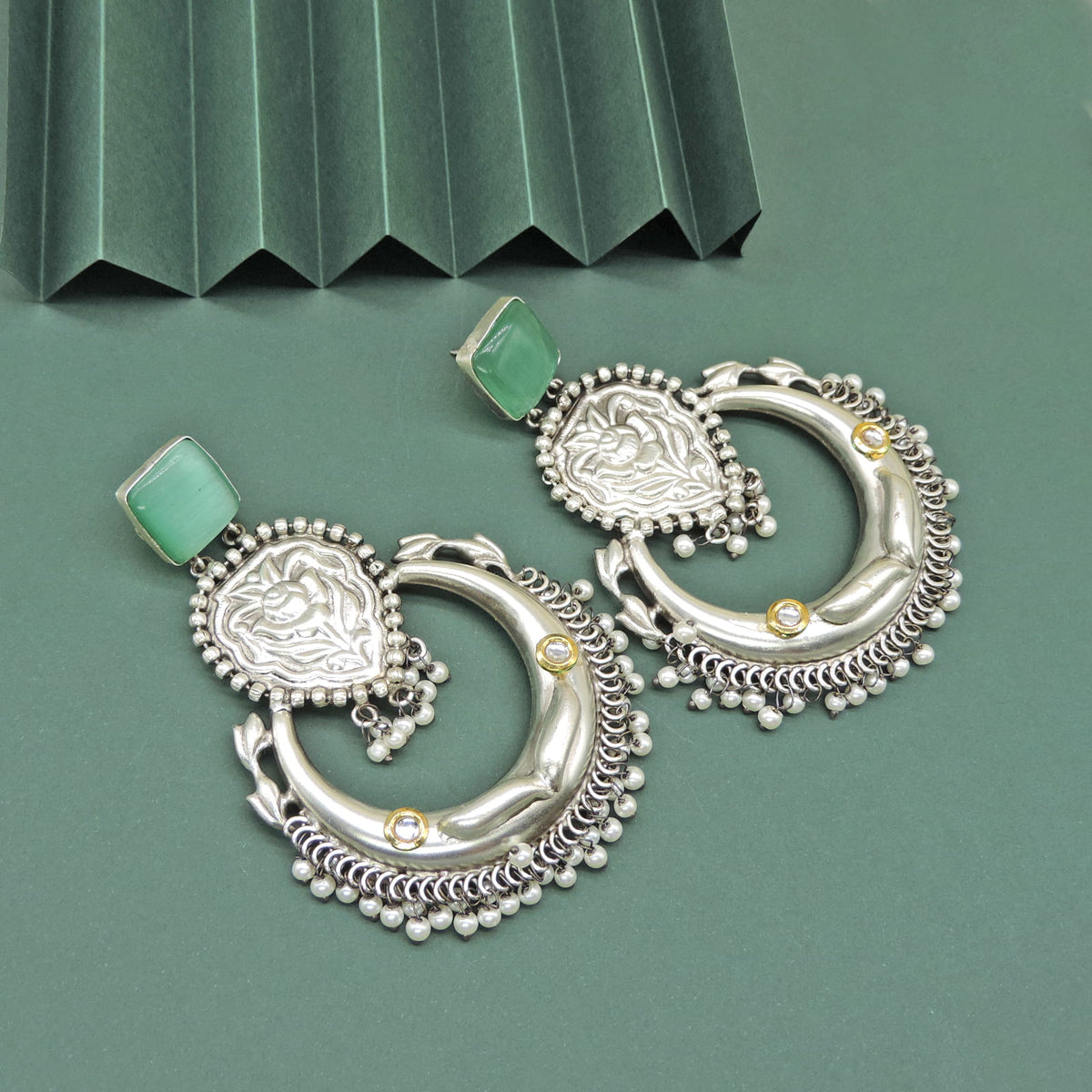 Aqua Blue Silver Plated Boutique Earrings