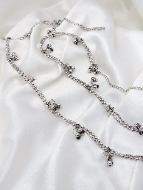 Oxidized silver beaded ghungroo Kamarbandh waist chain by joyrias