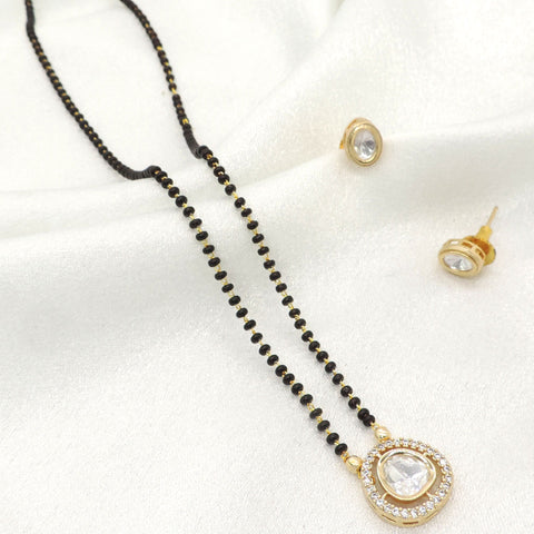 Minimal Kundan Mangalsutra Set with Teardrop CZ Pendant