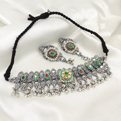 Oxidized ghungroo choker set by Joyrias