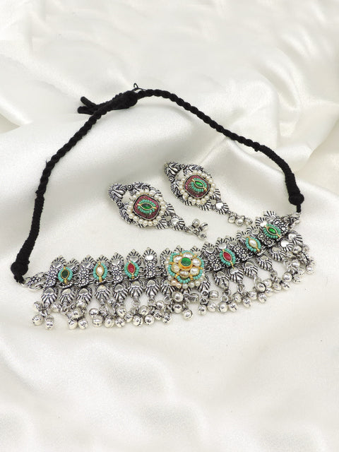 Oxidized ghungroo choker set by Joyrias
