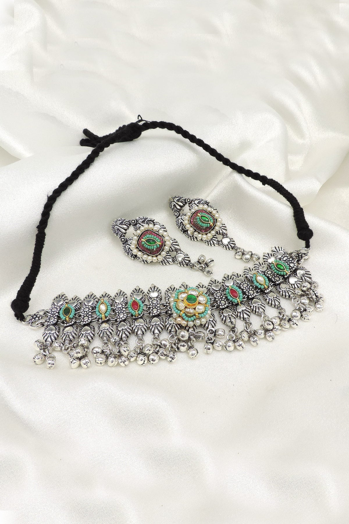 Oxidized ghungroo choker set by Joyrias