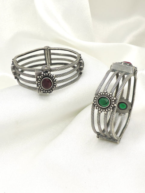 Oxidised multistone cuff bangles by Joyrias