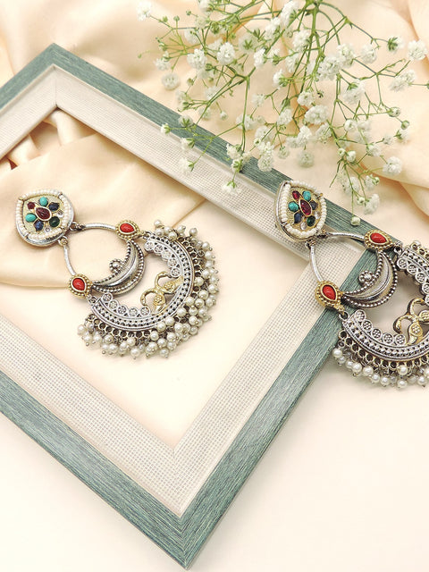 Oxidized multicolor chandbali earrings – Indian festive chandbali earrings USA – Joyrias
