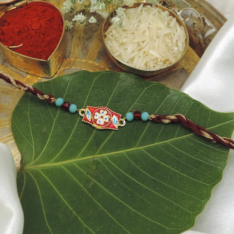 Meenakari Floral Rectangle Bhaiya Rakhi