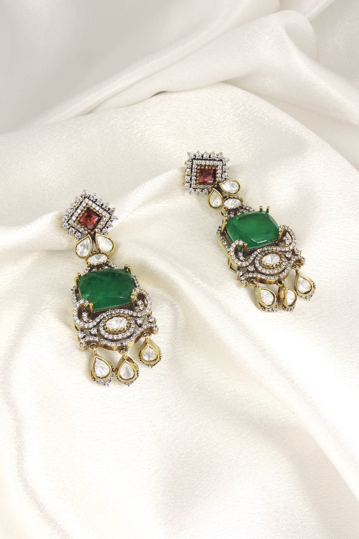 Mint Doublet with Moissanite Drop Earrings (Copy)
