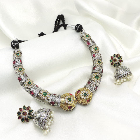 Multicolor oxidized choker set by Joyrias