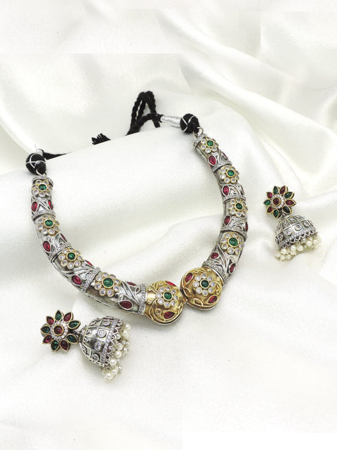 Multicolor oxidized choker set by Joyrias