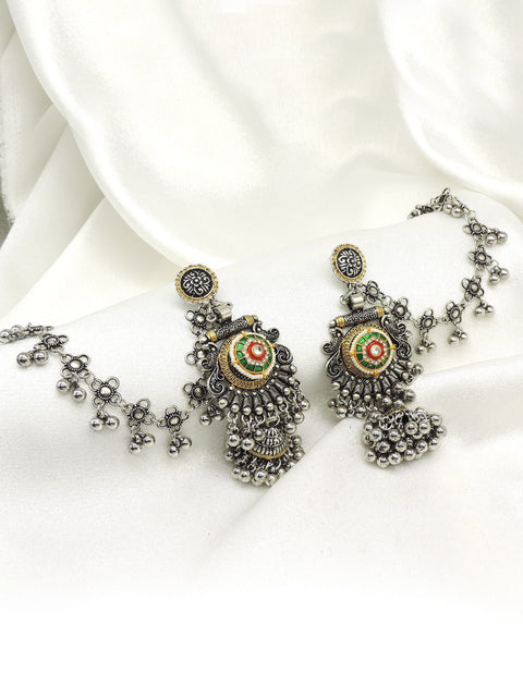 Oxidized ghungroo jhumka earrings by Joyrias