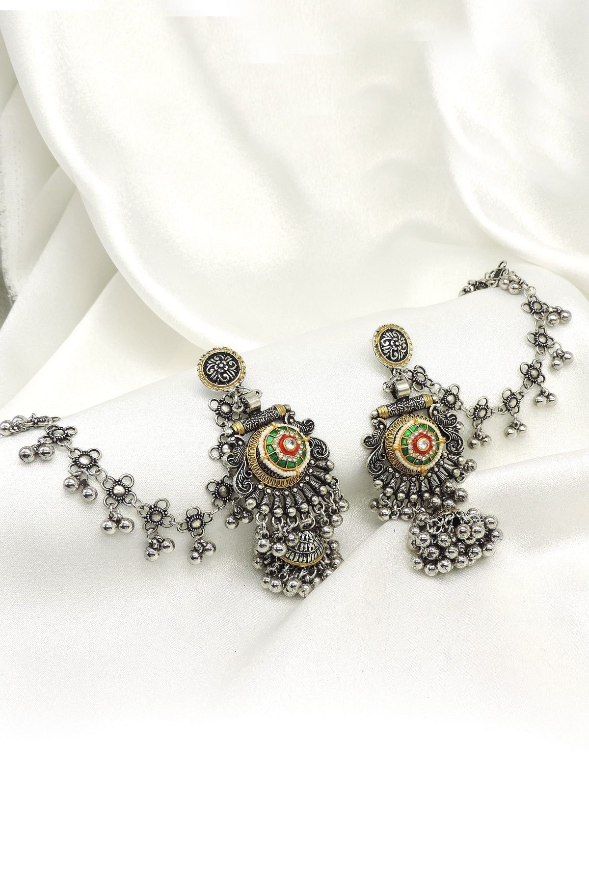 Oxidized ghungroo jhumka earrings by Joyrias