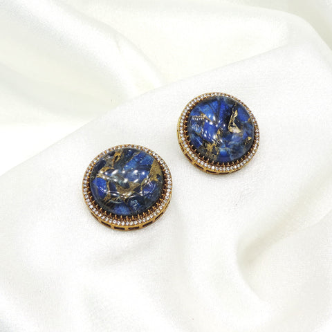 Royal blue round stud earrings by Joyrias