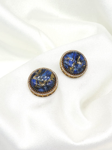 Royal blue round stud earrings by Joyrias