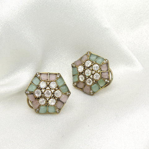 Pastel hexagon stud earrings by Joyrias