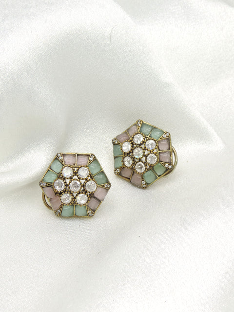 Pastel hexagon stud earrings by Joyrias