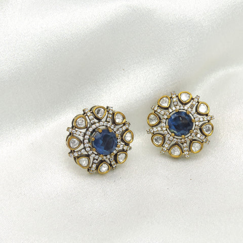 Royal blue floral stud earrings by Joyrias