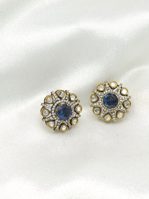 Royal blue floral stud earrings by Joyrias
