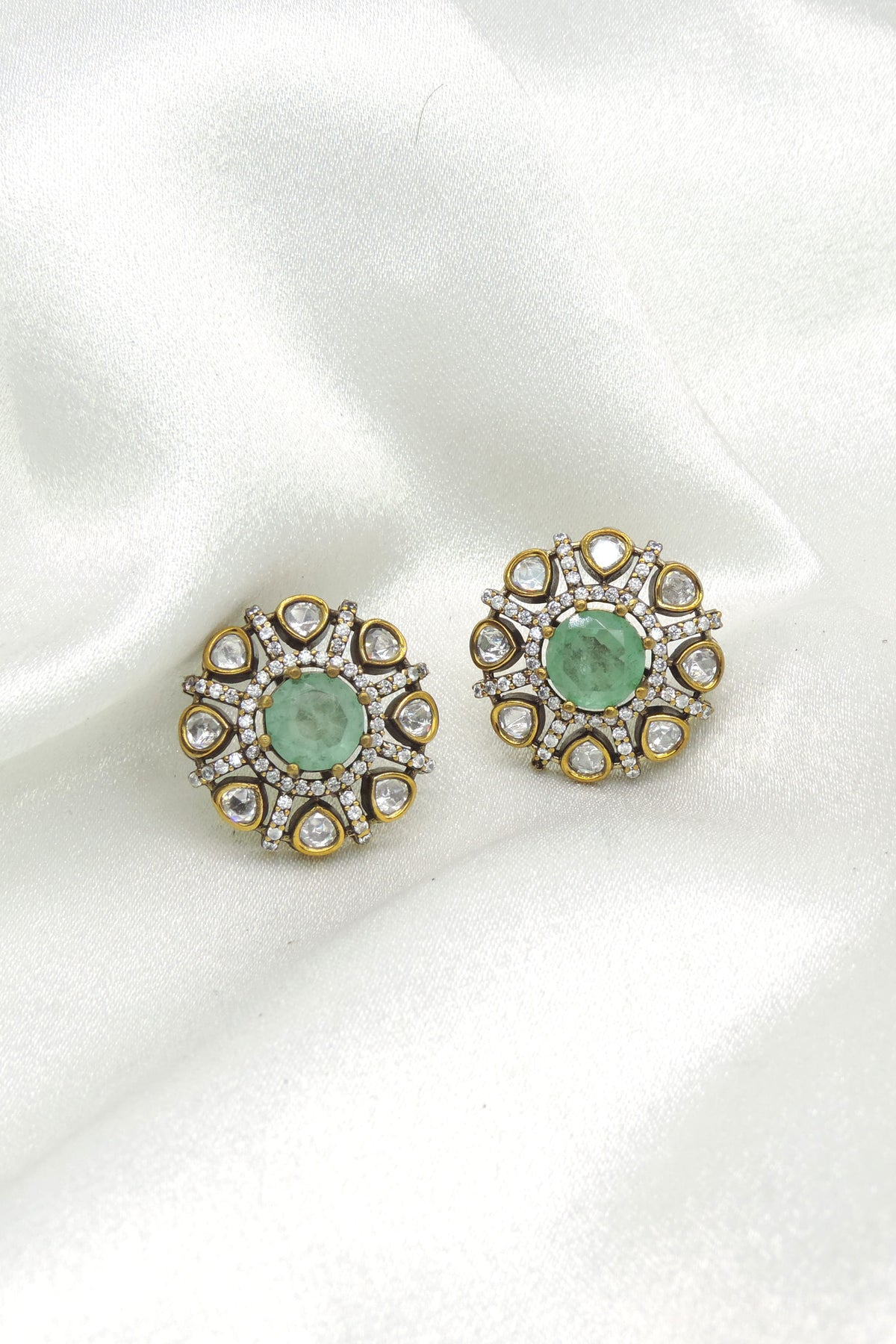Royal Blue Floral Stud Earrings