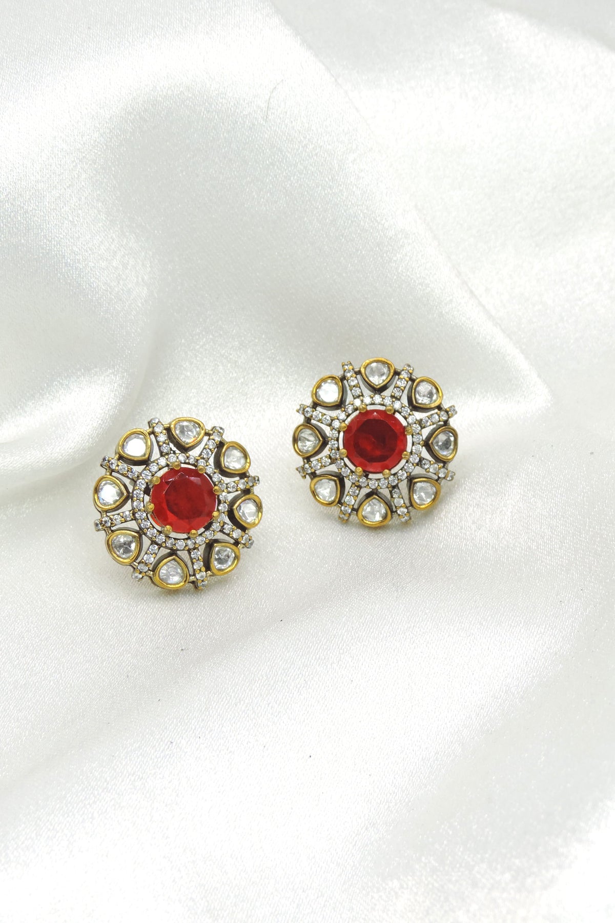 Royal Blue Floral Stud Earrings