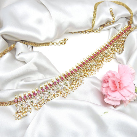 Ruby pearl kamarbandh waist belt – Indian bridal kamarbandh for weddings USA – Joyrias