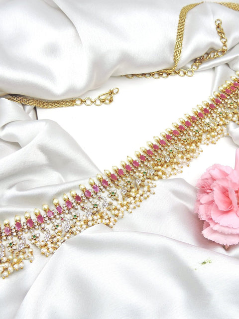 Ruby pearl kamarbandh waist belt – Indian bridal kamarbandh for weddings USA – Joyrias