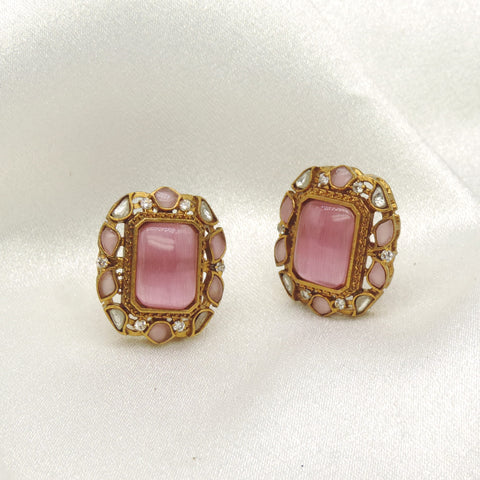 Blush vintage rectangular stud earrings by Joyrias