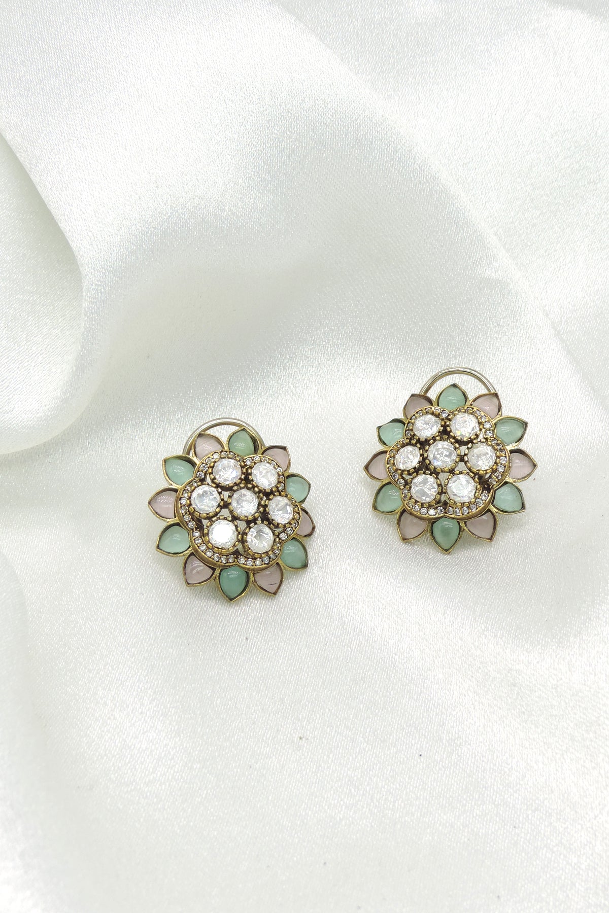 Mint Floral Stud Earrings