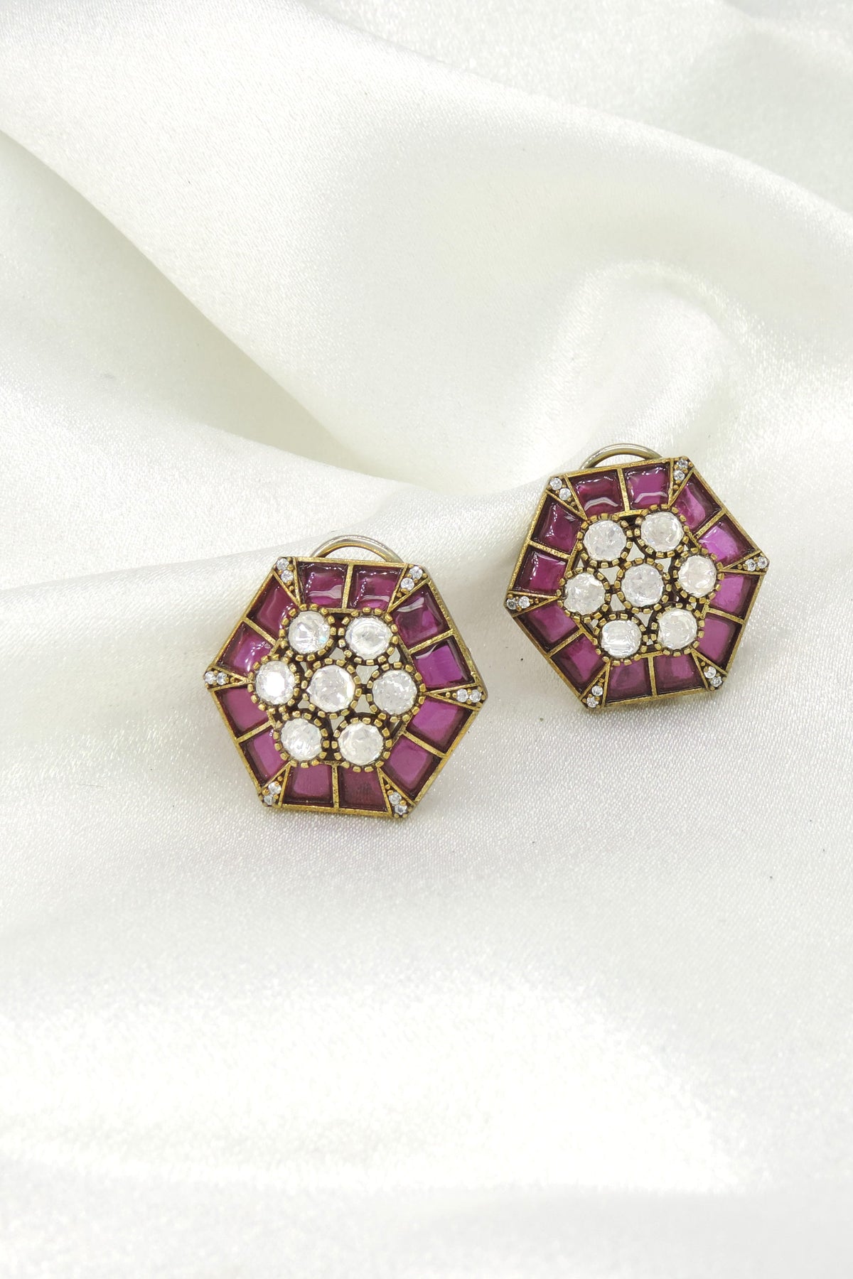 Pastel Hexagon Stud Earrings