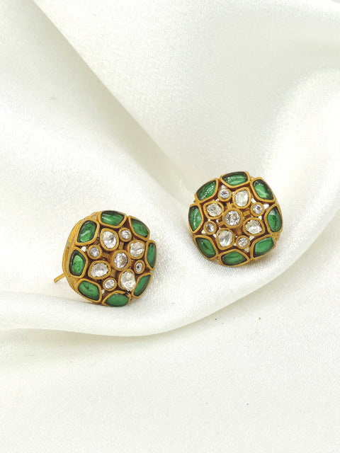 Mint Cat Eye Floral Stud Earrings