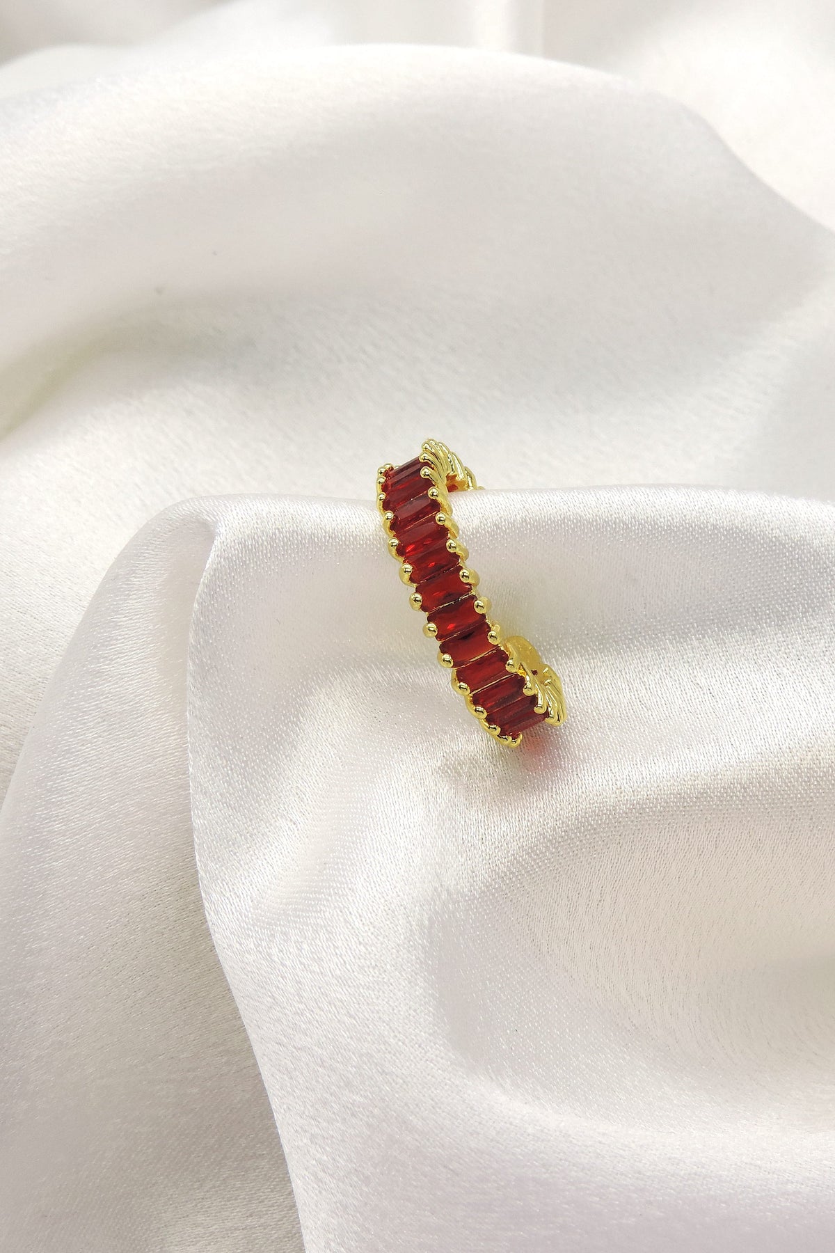 Ruby Baguette CZ Ring by Joyrias